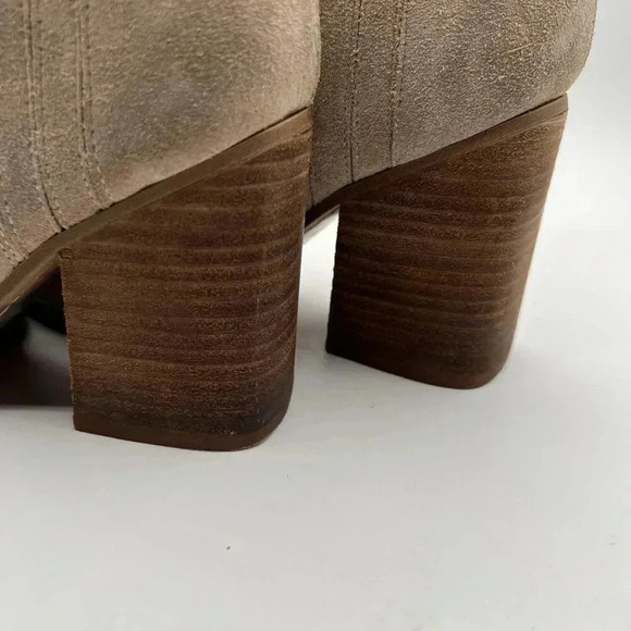 Marc Fisher 9M Mloshay Leather Pull on Booties Western Cowgirl Boots Suede Tan - Picture 11 of 13